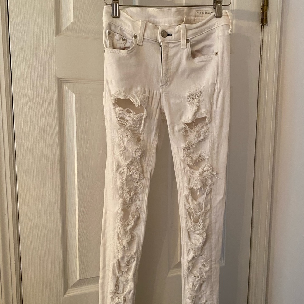 Rag & Bone Ripped White Skinny Jeans